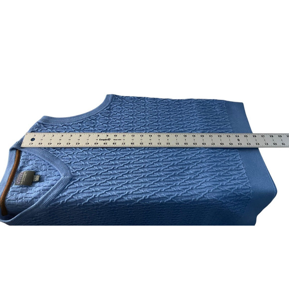 Alexander Julian American Modern Blue 100% Cotton Cable Knit Sweater Vest L - Picture 5 of 9